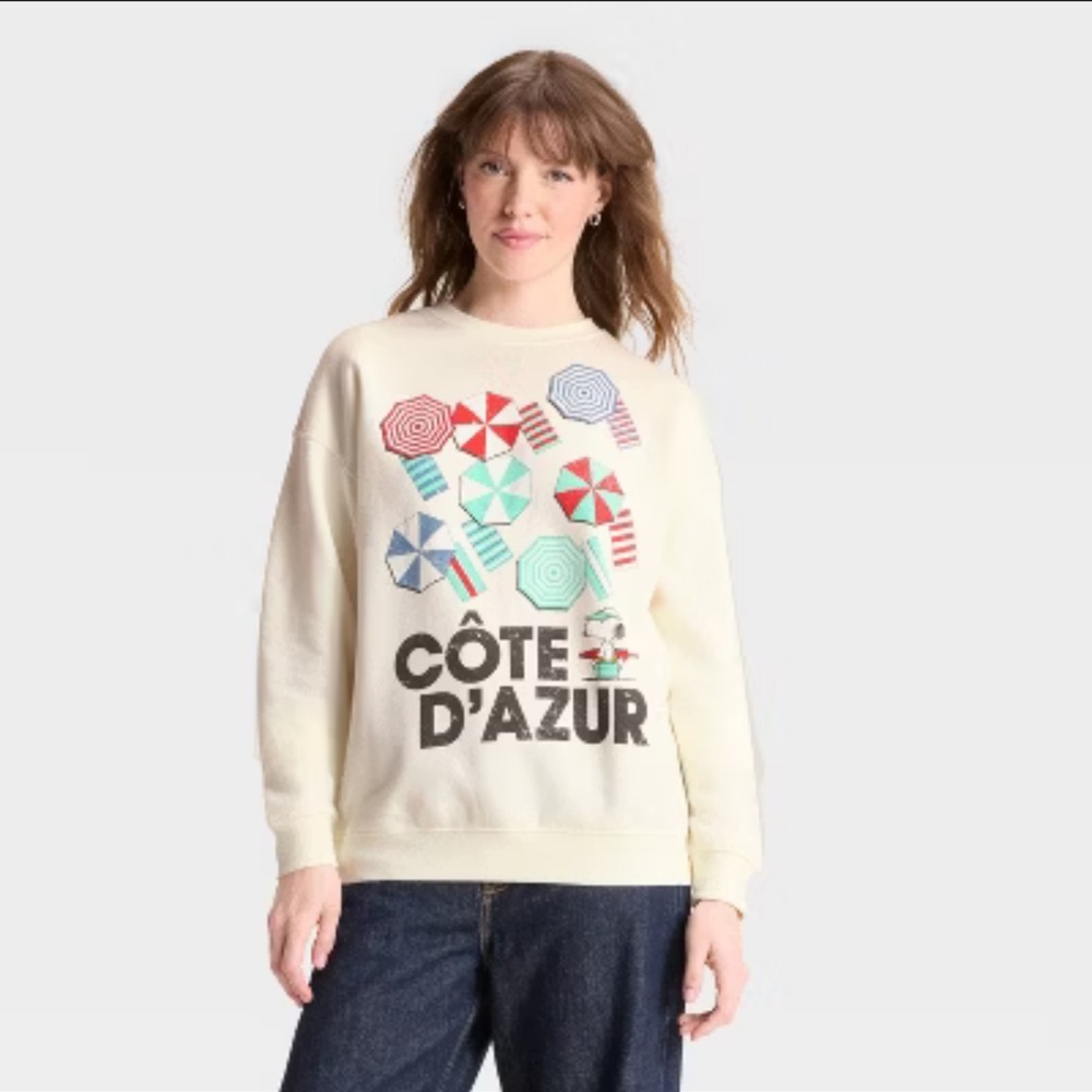 Peanuts Snoopy Cote d'Azur Graphic‎ Sweatshirt Women’s Sz XXL NWT
